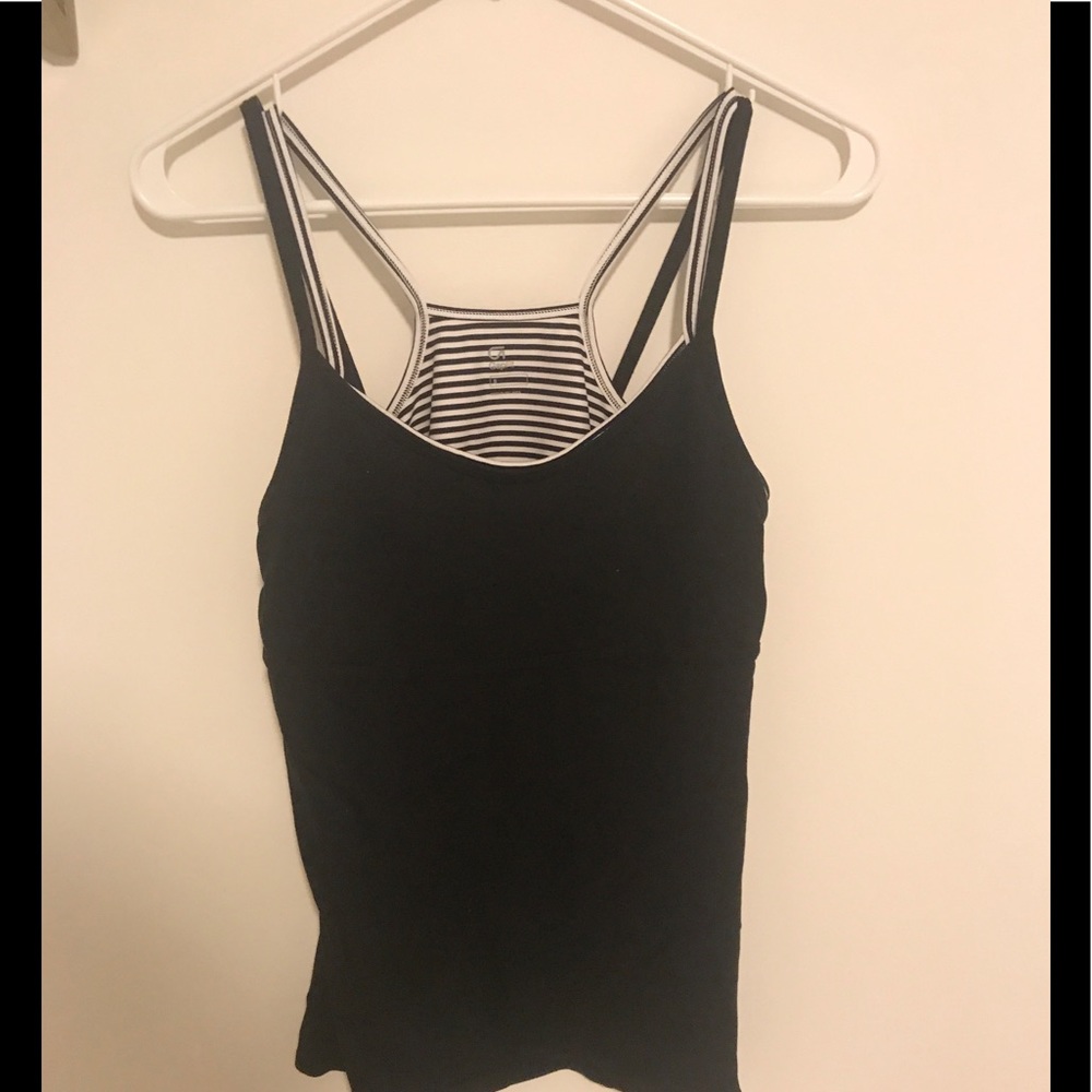 GapFit Black tank with striped sports bra -S 👯‍♀️